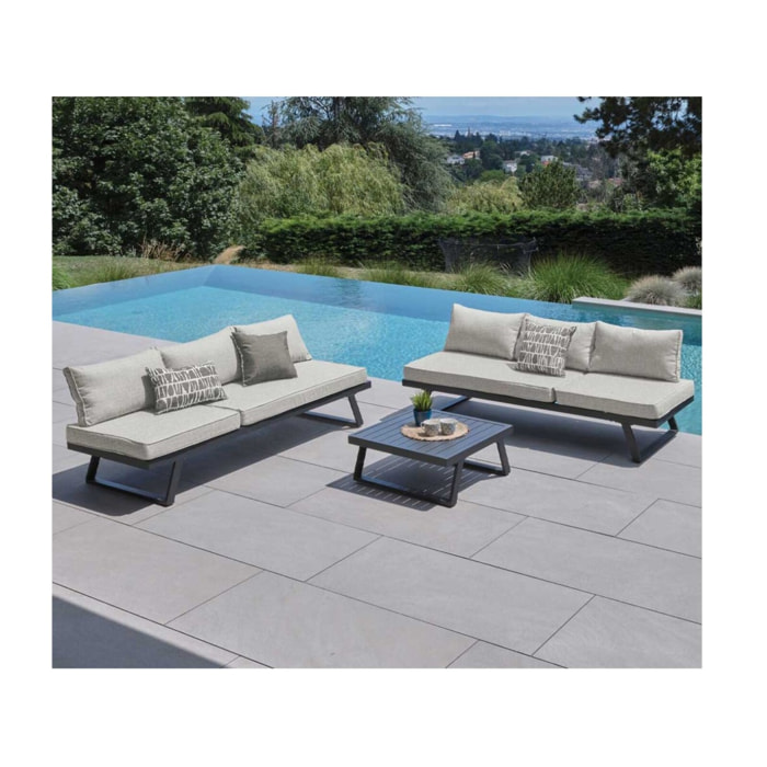 OAKLAND BEIGE - Salon de jardin modulable - 6 places