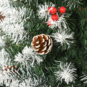 árbol de Navidad Artificial 180cm Ignífugo con 618 Ramas 30 Bayas 34 Piñas Verde