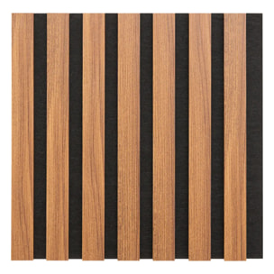 Lot de 3 panneaux décoratifs Colva effet noyer fond noir 30x30cm