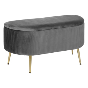 Banc coffre velours Solaro gris 100x40cm