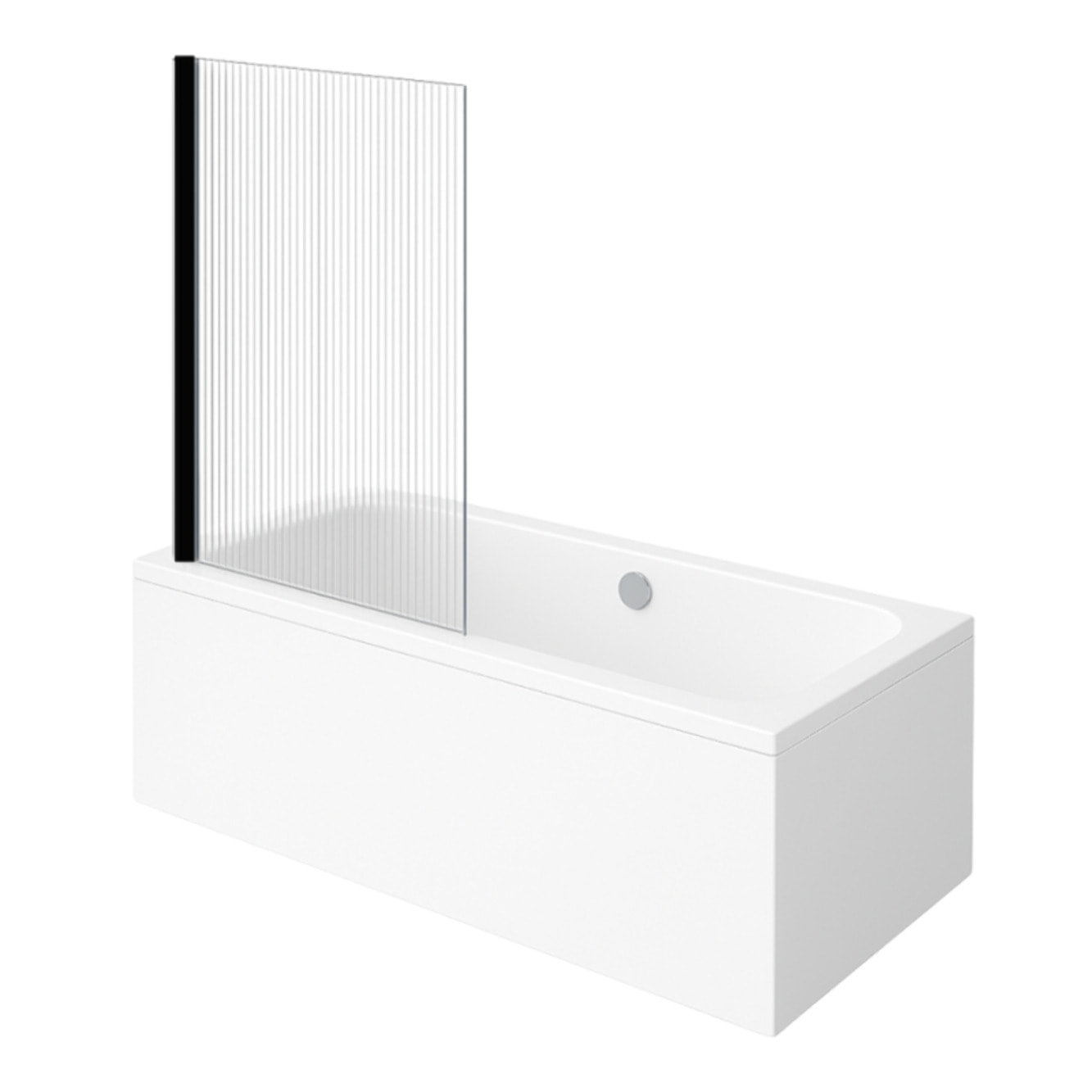 Baignoire droite VILLEROY & BOCH Architectura acrylique 170 x 80 cm  + Pare bain gauche AURYS Raywall Noir mat