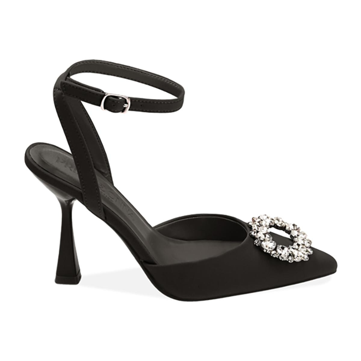 Décolleté slingback gioiello nere, tacco 10 cm