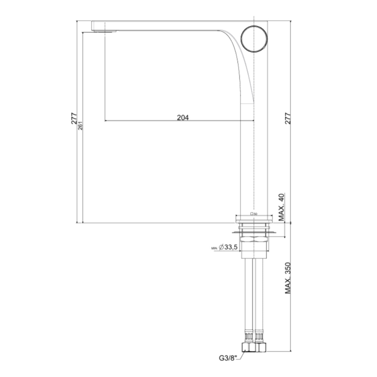 Mélangeur lavabo chromé haut SAT Evolution sans vidage  (SATBSEVO285)