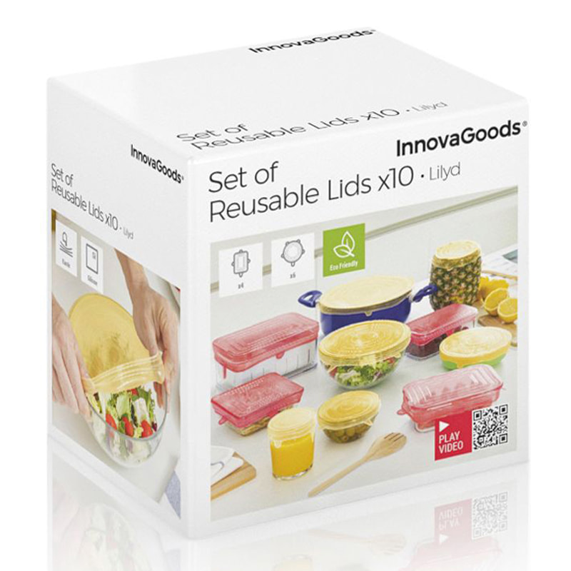 Set di 10 coperchi da cucina riutilizzabili e regolabili Lidyc - trasparente