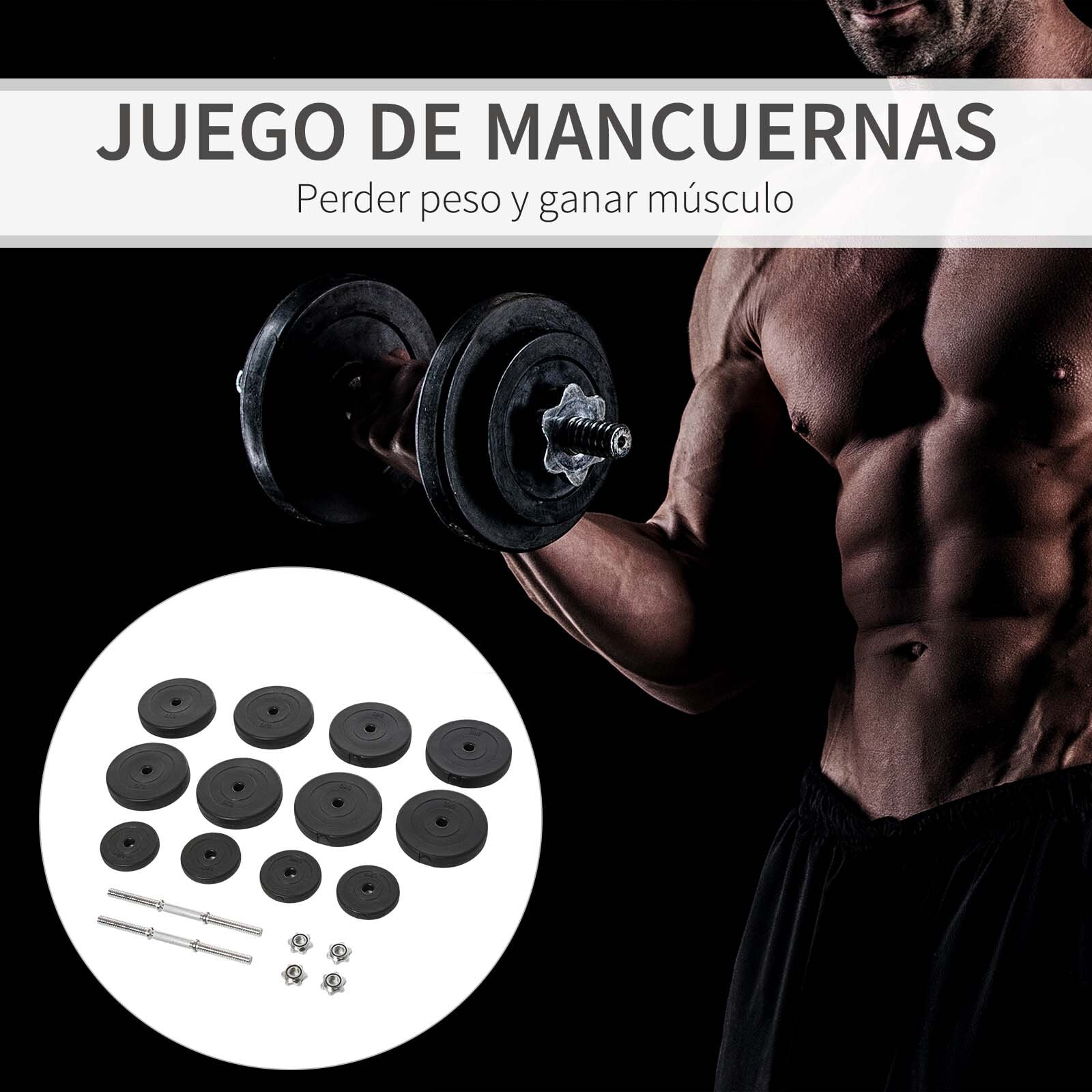 Juego de Mancuernas Ajustables Juego de Pesas y Mancuernas 8x5 kg 4x1,5 kg y 2 Barras Total 50 kg para Ejercicio Entrenamiento en Casa Gimnasio Oficina Negro