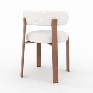 Lot de 2 chaises en tissu texturé blanc cassé, pieds en métal - Aura