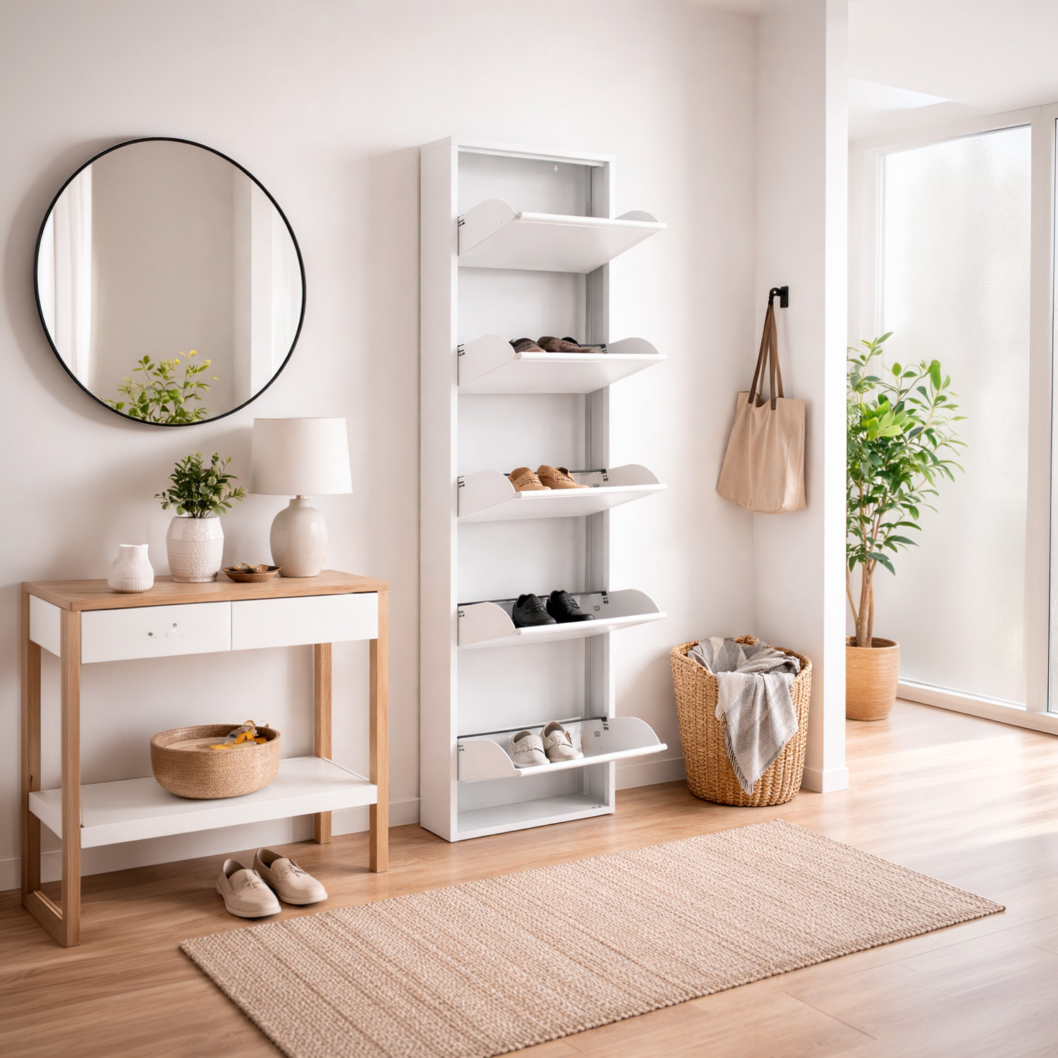 Scarpiera Slim In Metallo 5 Ante A Ribalta Ultra Sottile Salvaspazio Mobile Portascarpe Moderno Ingresso Camera Corridoio 172 x 50 x 15 Cm Bianco