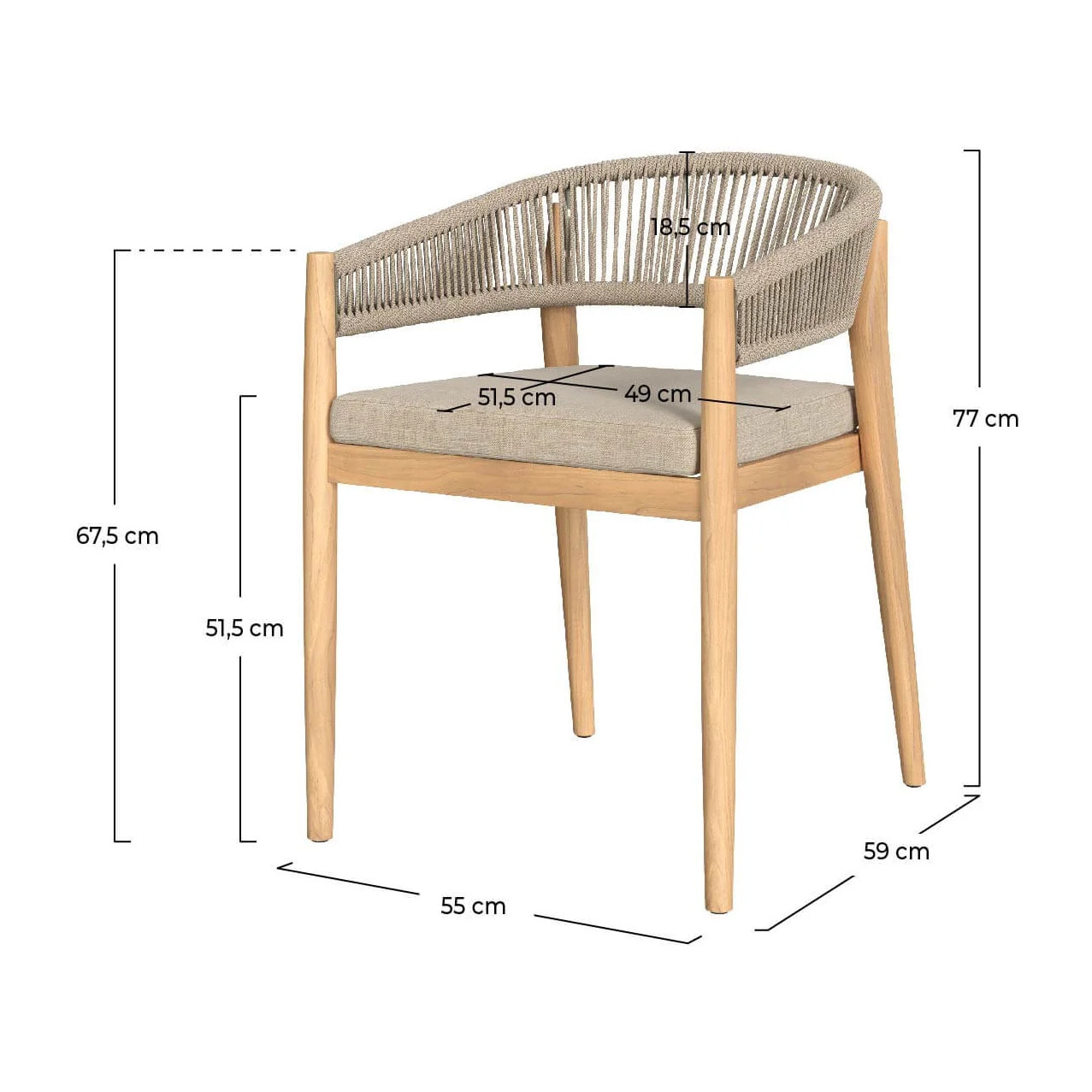 Chaise de jardin en tissu beige et bois d'acacia - Izïa