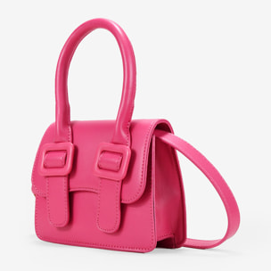 Bolso pequeño rosa con solapa y broches