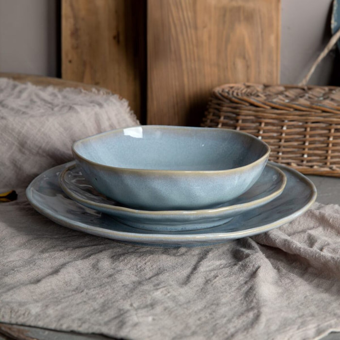 Servizio piatti in ceramica 18 pezzi blu moderno- Elen