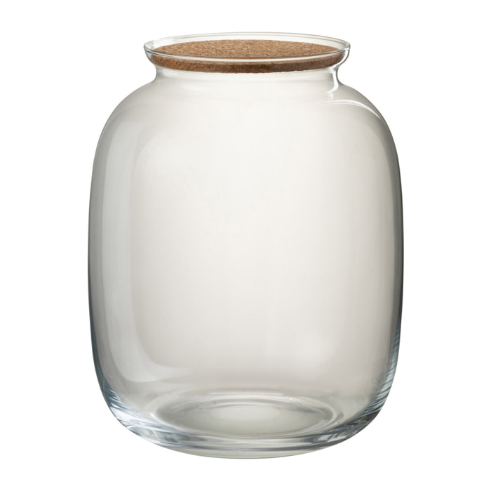 J-Line Pot Roxy Decoratif Verre/Liege Transparent Small