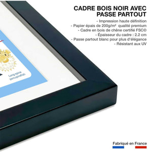 Affiche enfant animaux marins  Affiche sous cadre noir