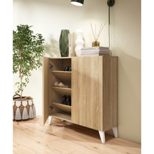 Zapatero Bergen melamina roble patas blanco 87x90x27 cm