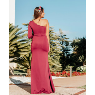 Vestido largo asimétrico con abertura