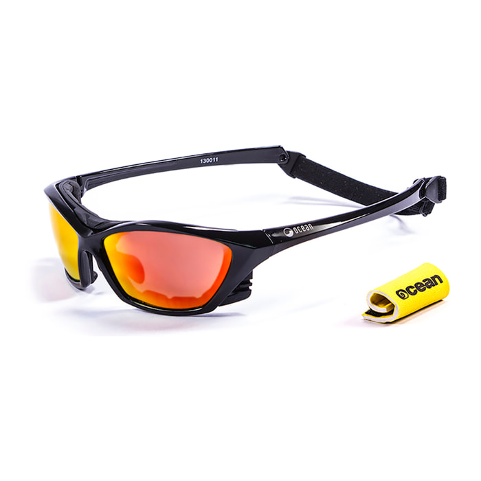 Gafas de deportes acuáticos OCEAN LAKE GARDA - Negro mate / Revo roja
