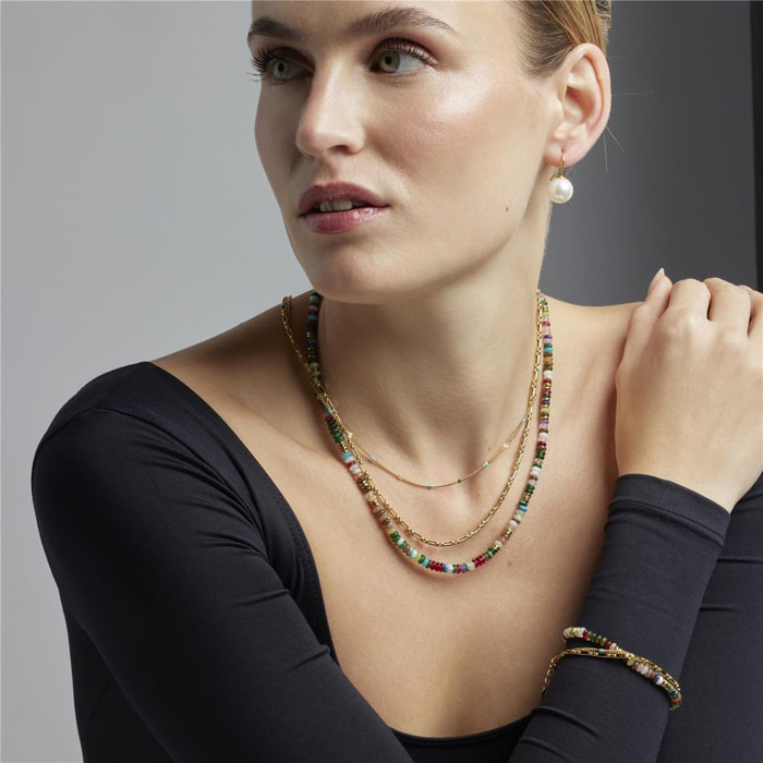 Collar con Cristal Multicolor acabado oro 18k