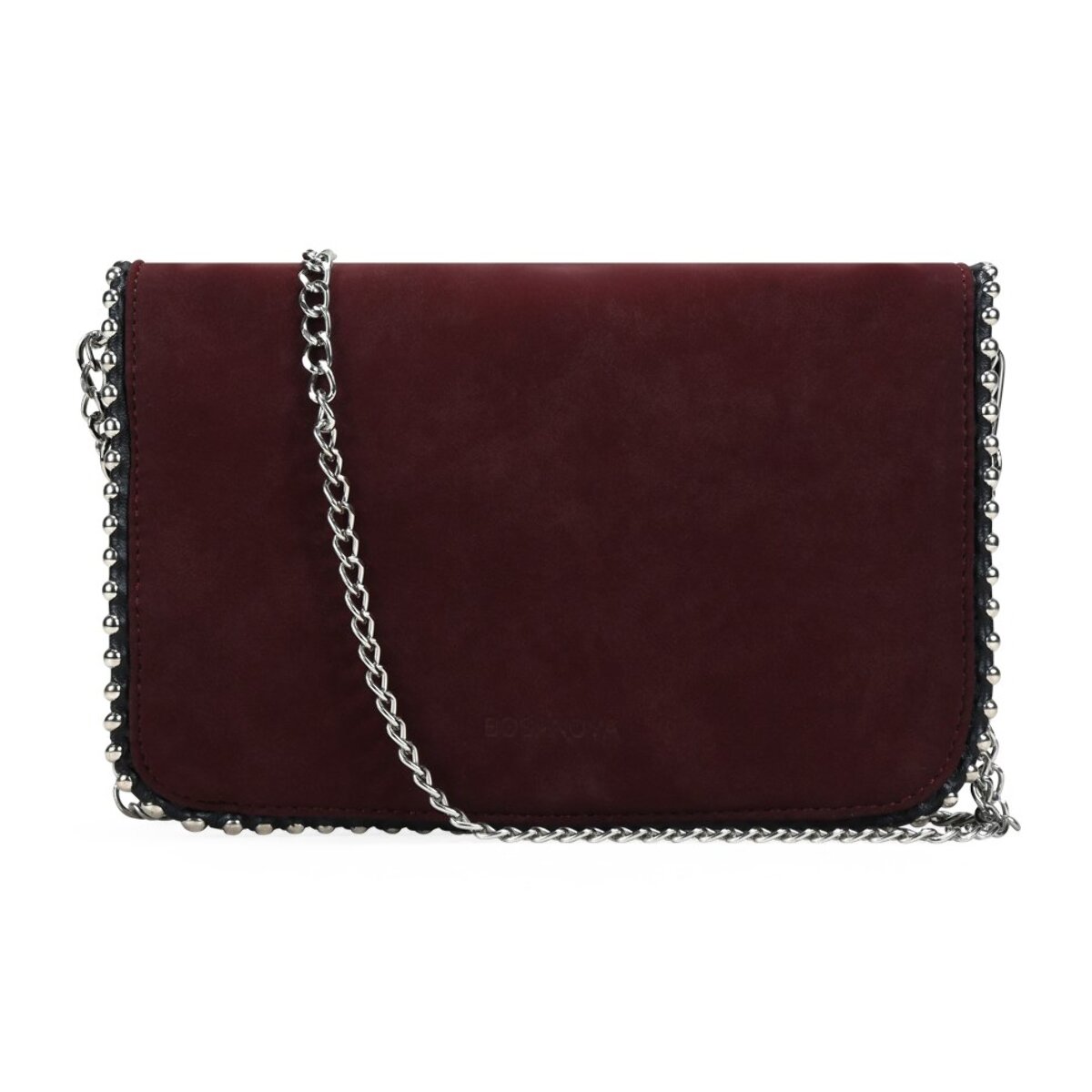 Bolso de hombro burdeos con cadena