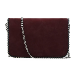 Bolso de hombro burdeos con cadena
