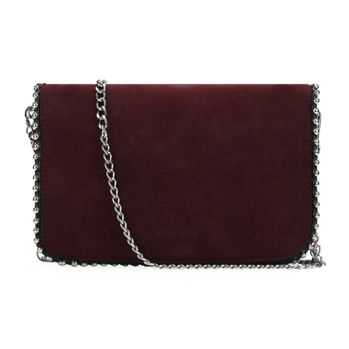 Bolso de hombro burdeos con cadena