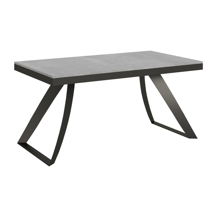 Table extensible 90x160/264 cm Proxy Evolution Gris Béton cadre Anthracite