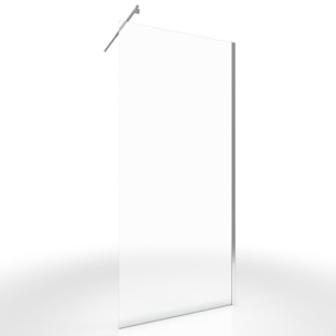 Paroi de Douche 80x200cm Verre Transparent - Barre de Fixation Extensible et Profil Chrome