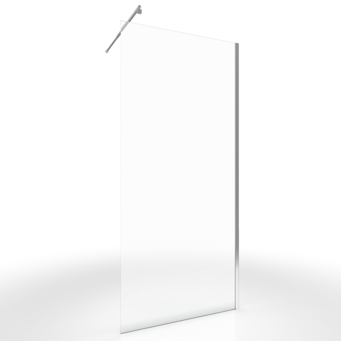 Paroi de Douche 80x200cm Verre Transparent - Barre de Fixation Extensible et Profil Chrome