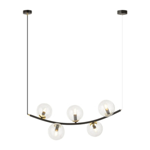 Lampada a sospensione RITZ in acciaio nero e vetro