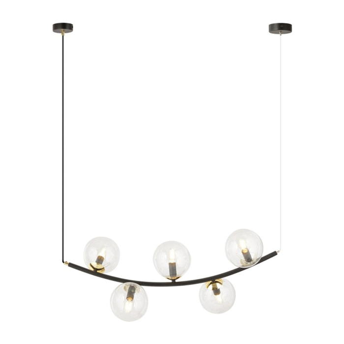 Lampada a sospensione RITZ in acciaio nero e vetro