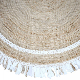 Tapis rond 80x80 rond JT SATCH Blanc , tapis jute artisanal