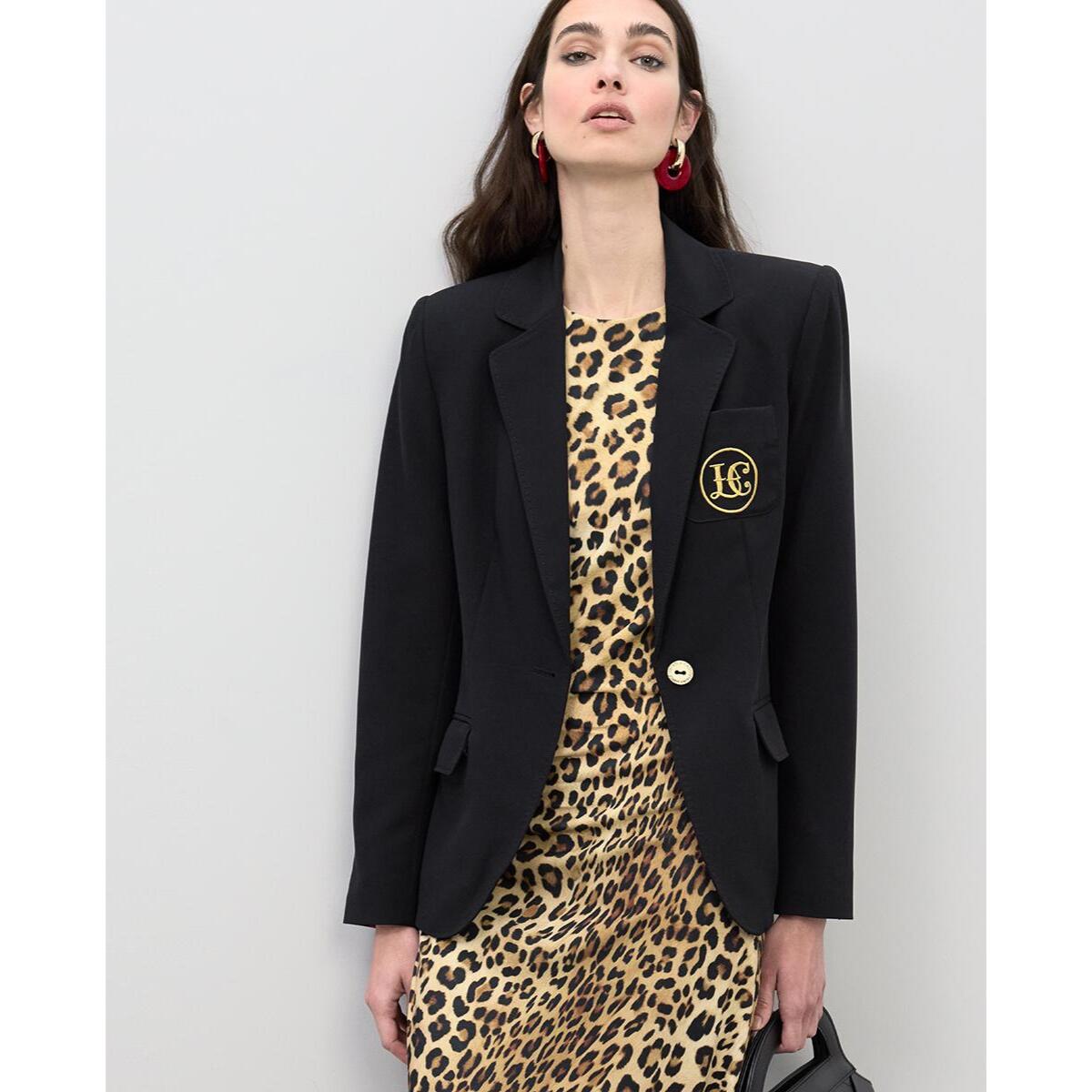 Abito midi aderente con drappeggio in stampa animalier