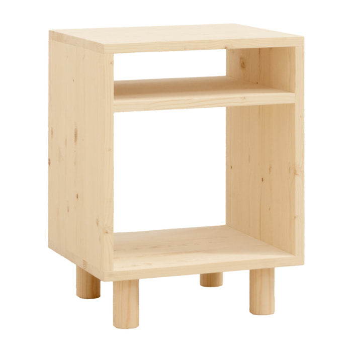 Mesita de noche de madera maciza en tono natural de 51x32cm Alto: 50.5 Largo: 32 Ancho: 37.5