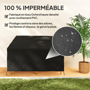 Housse de protection mobilier de jardin bâche étanche 140L x 84l x 56/94H cm oxford haute densité 600D noir