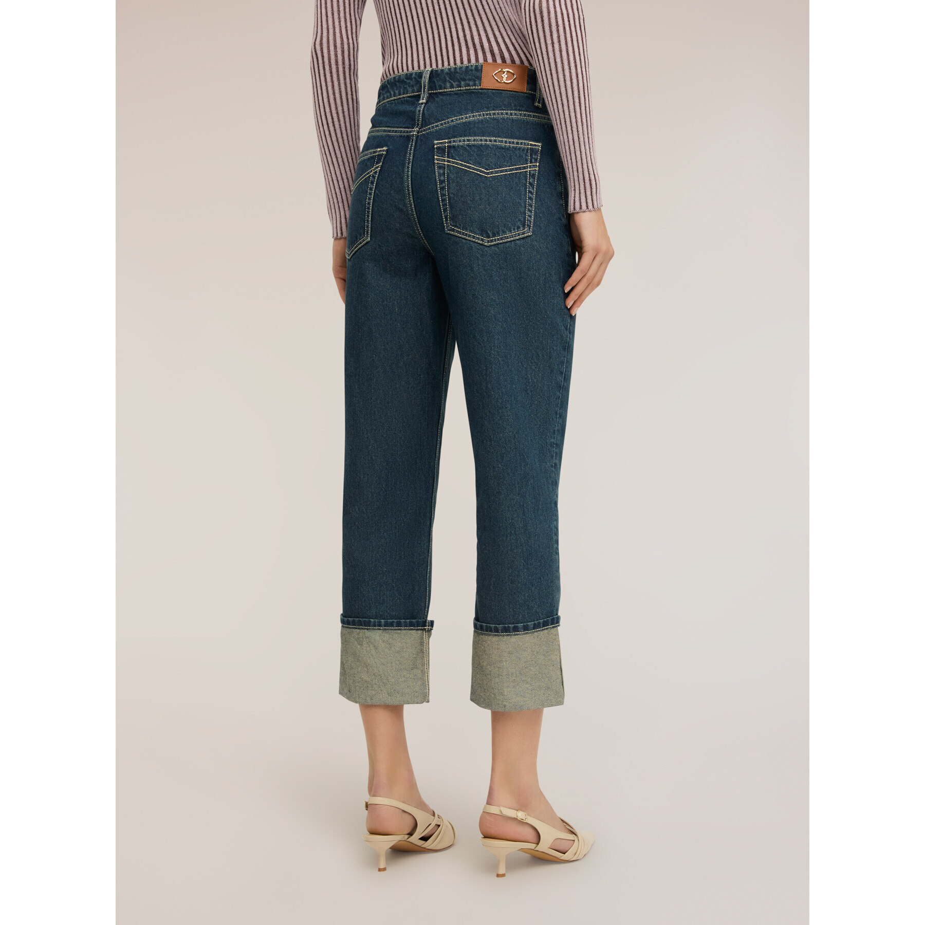 Motivi - Jeans cropped con dobladillo - Azul