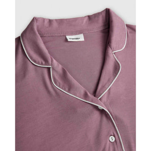Pigiama a manica lunga a camicia in viscosa donna melanzana