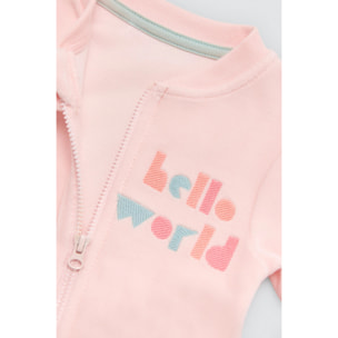 Tutina rosa a maniche lunghe per neonato Hello World