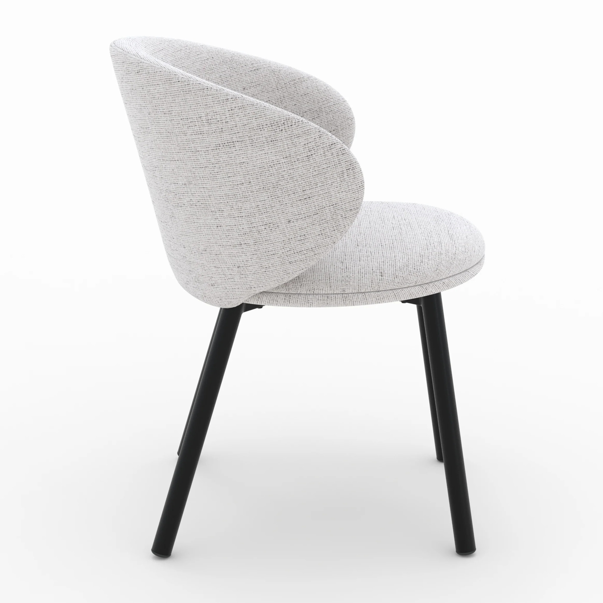 Lot de 2 chaises en tissu gris clair chiné et pieds noirs - Cécilia