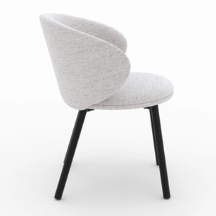 Lot de 2 chaises en tissu gris clair chiné et pieds noirs - Cécilia