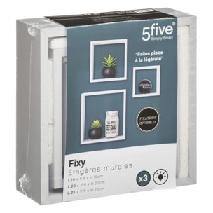 3 petites étagères murales "Fixy" cube blanc