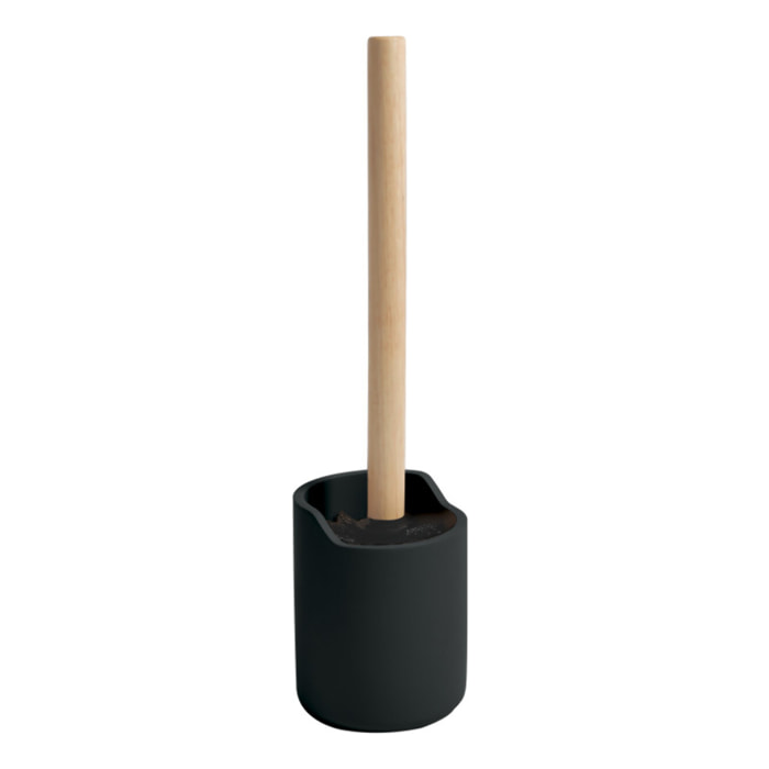 Brosse wc avec support Polyrésine & bois SYBELLA noir Spirella