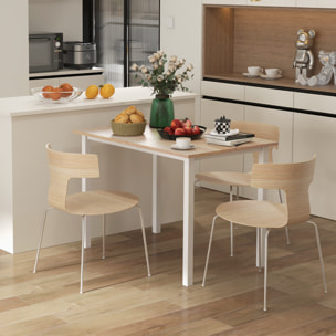 Table à manger extensible grand plateau 6 personnes acier MDF bois clair