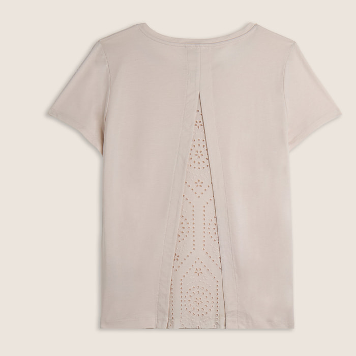 T-shirt con inserto posteriore in Sangallo