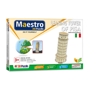 Puzzle 3D Torre inclinada de Pisa - 50 piezas - Tamaño montado: 25 x 10 x 11 cms