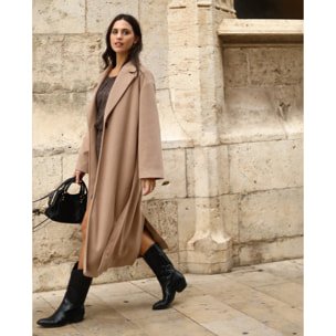 Abrigo  de mujer largo con cinturón