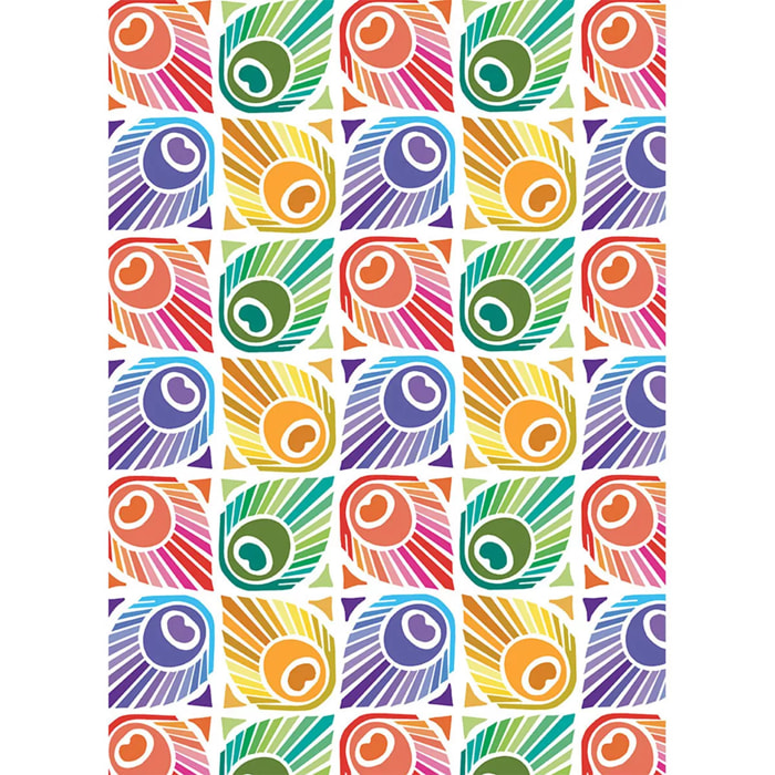 Torchon pur coton imprimé multicolore Mille peacock summer