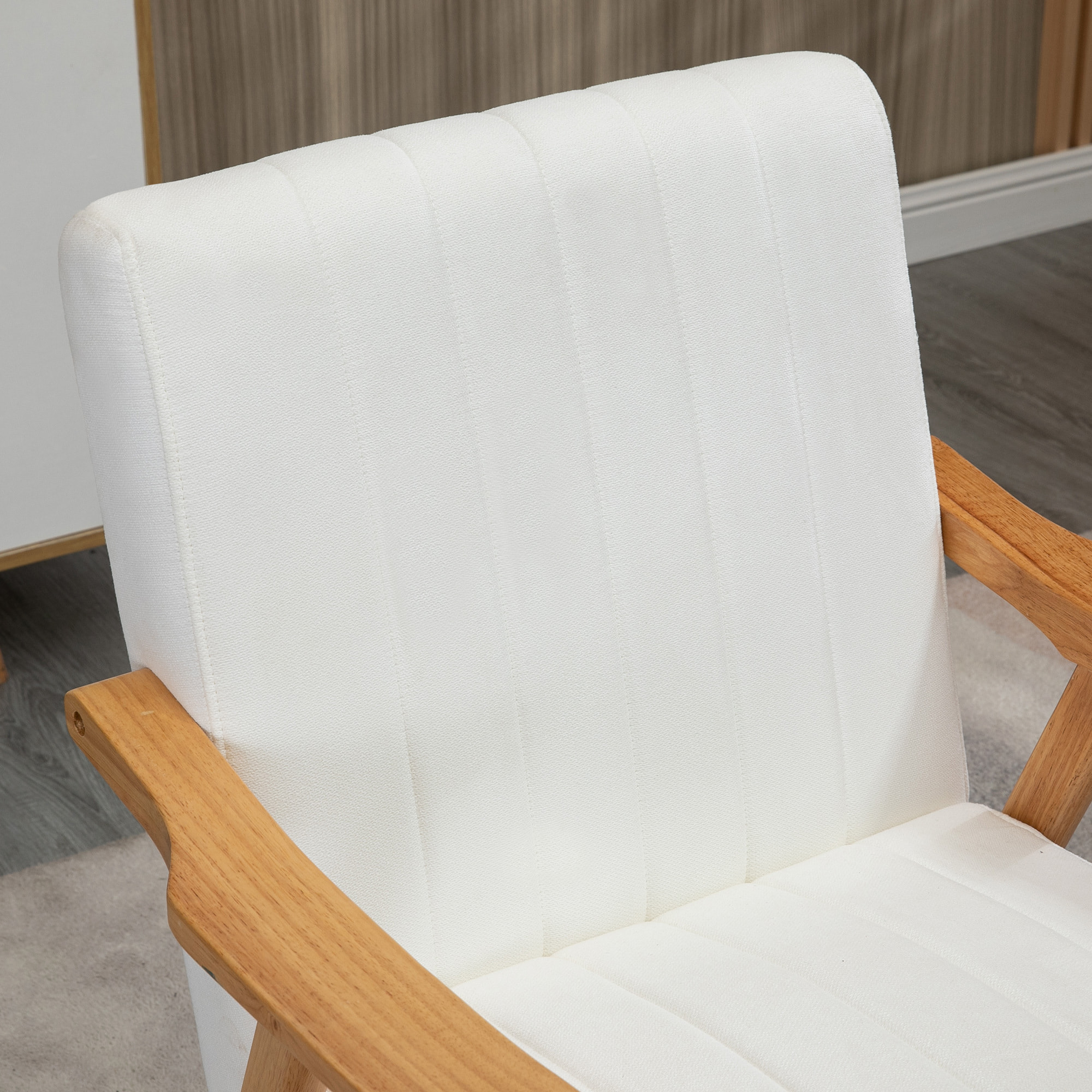 Butaca de Salón Sillón Relax Estilo Nórdico Tapizado en Terciopelo con Asiento y Respaldo Acolchados Patas de Madera para Oficina Dormitorio 68x74x82 cm Crema