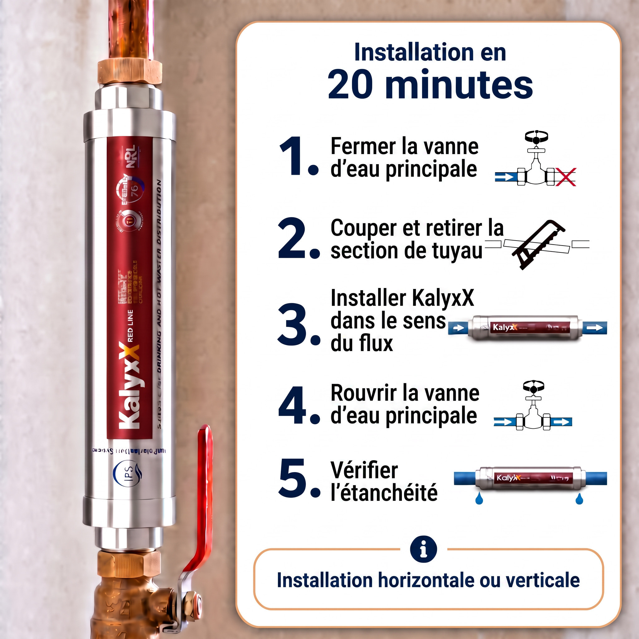 Alternative adoucisseur d'eau KalyxX Red Line 1" (IPSKXFRRG1)