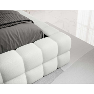 Kingston - lit coffre - 180x200 - sommier inclus - en tissu bouclette - Blanc