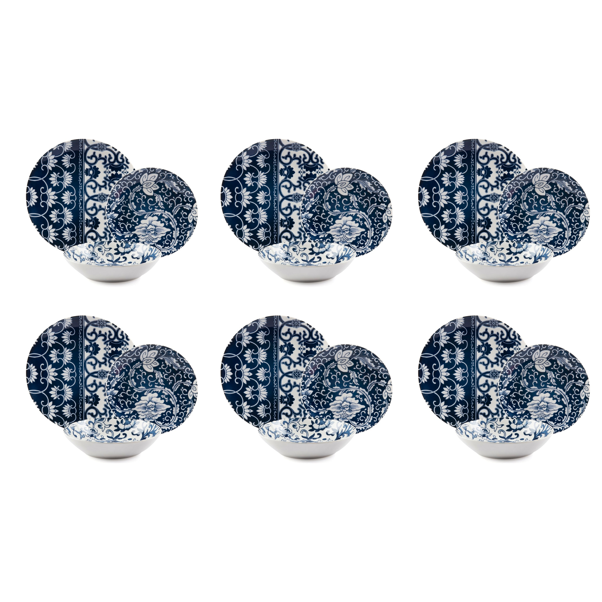 Service 18 Assiettes Excelsa – Blue Silk, Porcelaine Bleue