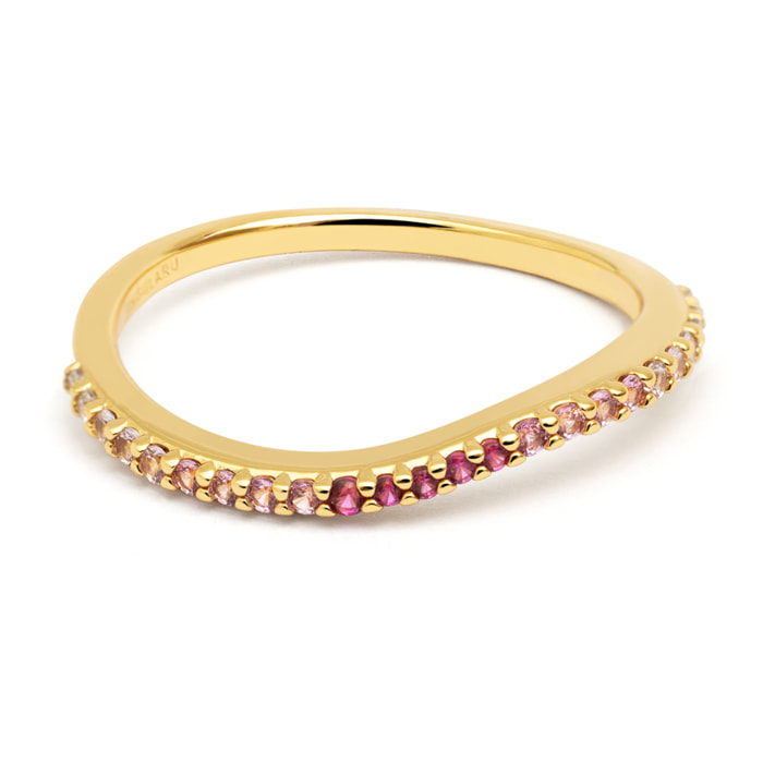 Anillo Fino Scarlett Rosa Baño Oro