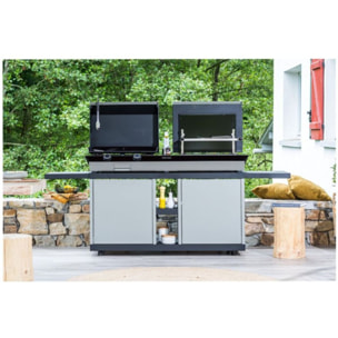 Chariot Plancha FORGE ADOUR TABLE ROULANTE NOIR & GRIS COMBI